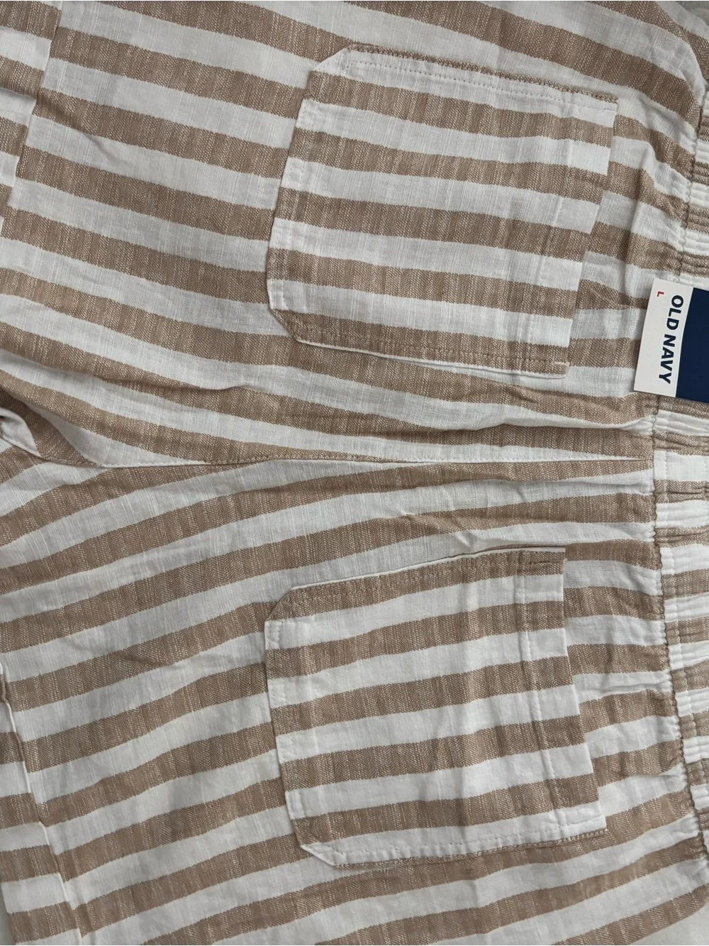 Old Navy Tan & White Striped Bermuda Shorts - Picture 4 of 7